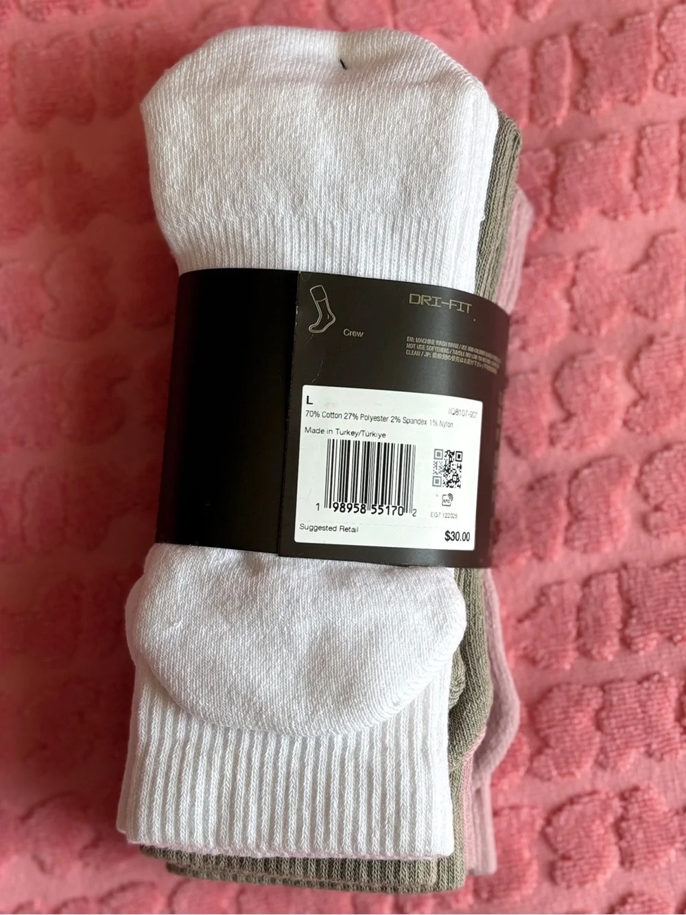 SKIMS x Nike Dri-FIT Crew Socks | 3-Pack | Multi Color | L | NWT 🏷️